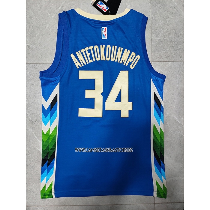Giannis Antetokounmpo NO 34 Camiseta Milwaukee Bucks Ciudad 2022-23 Azul